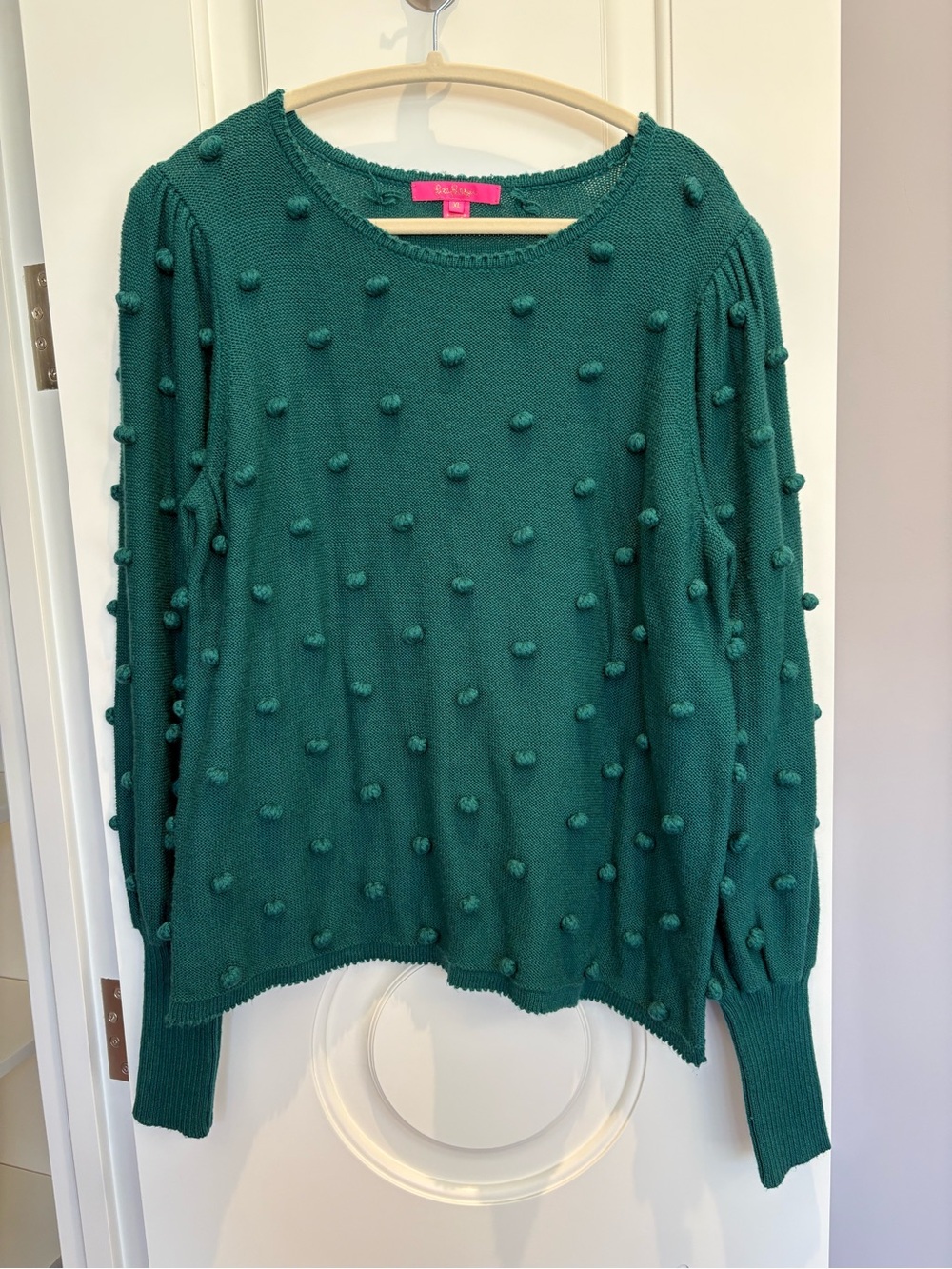 Lilly Pulitzer Teal Pom-Pom Crewneck Sweater